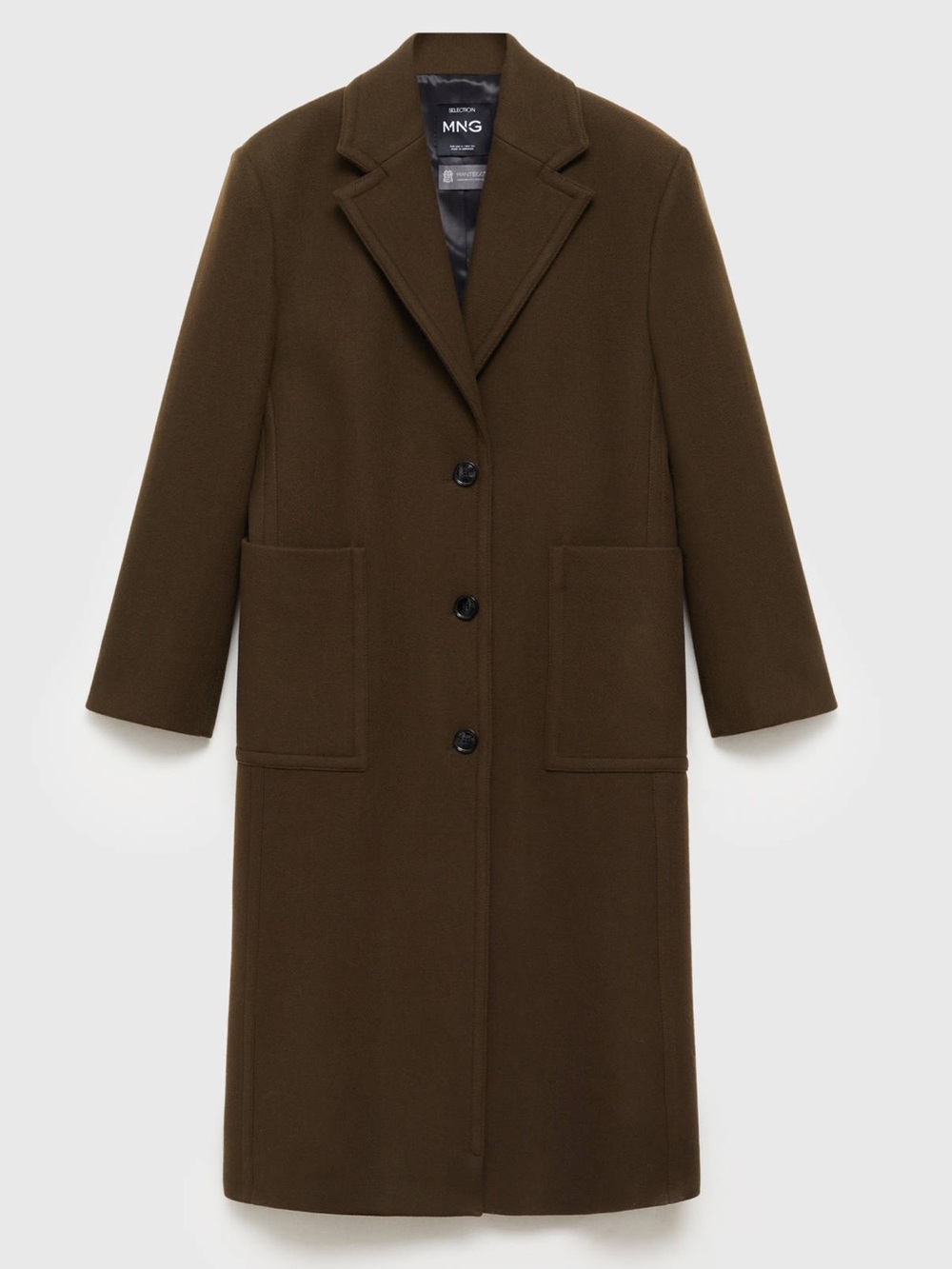 Mango MNG Selection Italian Virgin Wool Coat with Patch Pockets size S